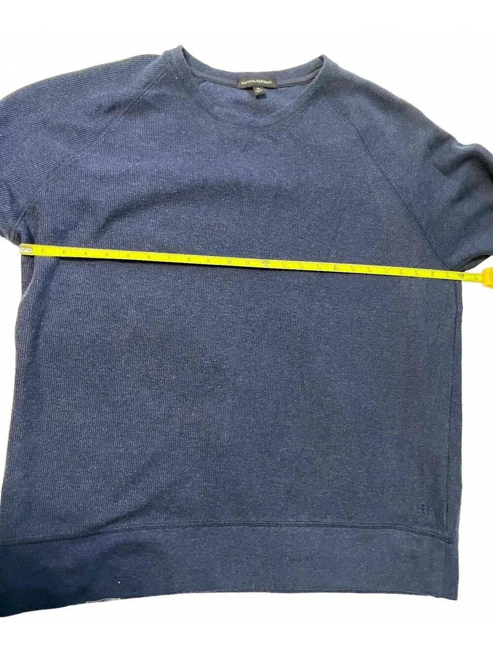 Banana Republic Blue Waffle Knit Raglan Crewneck Cotton Sweater Men XL Normcore